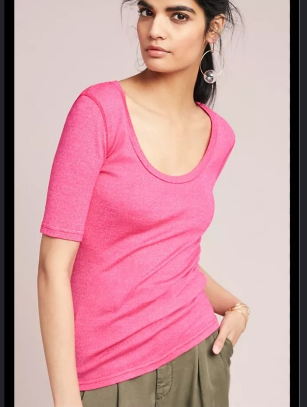 Michael Stars X Anthropologie Pink Shine Scoop Neck Tee Women's Size M/L